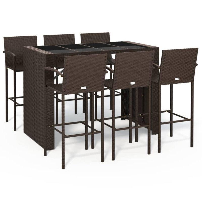 Doristine Bar Set with Stools, Brown