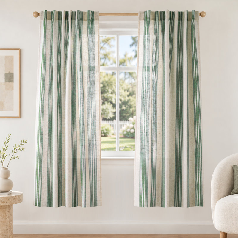 Rideaux semi-transparents avec passe-tringle Chris, Vert Loden, L 52 po x L 63 po