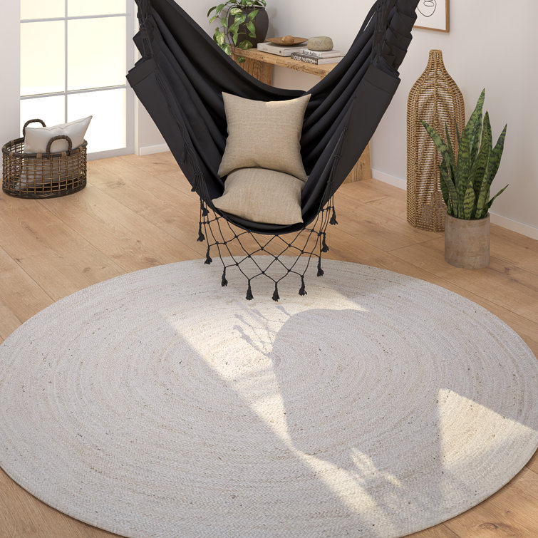 Round Eman Uniform Color Jute / Sisal Shag Area Rug