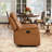 37.4" Wide Modern Overstuffed Top Faux Leather Manual Reclining Chair With Hidden Cup Holders