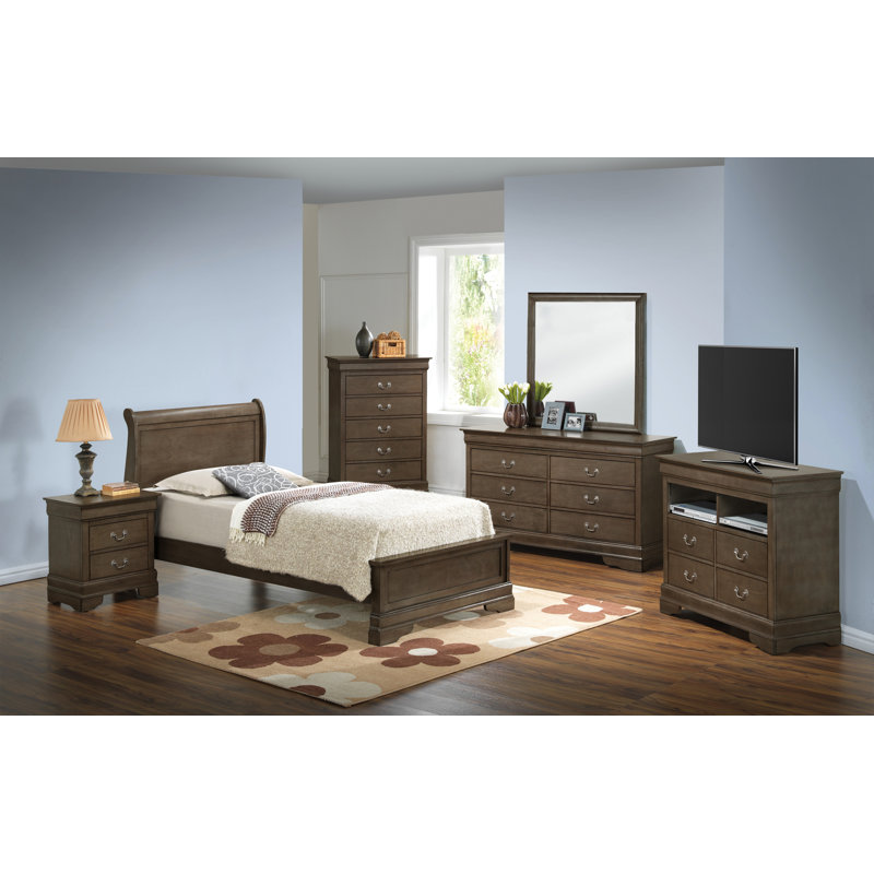 Louis Phillipe Standard Bed, King, Gray