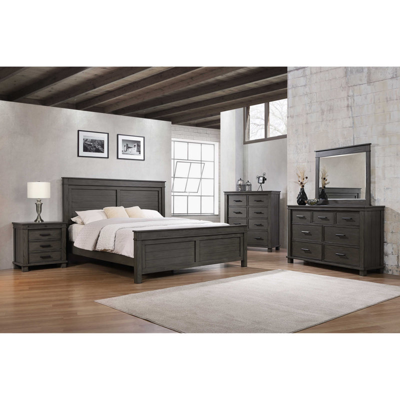 Ensemble de chambre configurable avec lit plateforme en bois massif landgrove