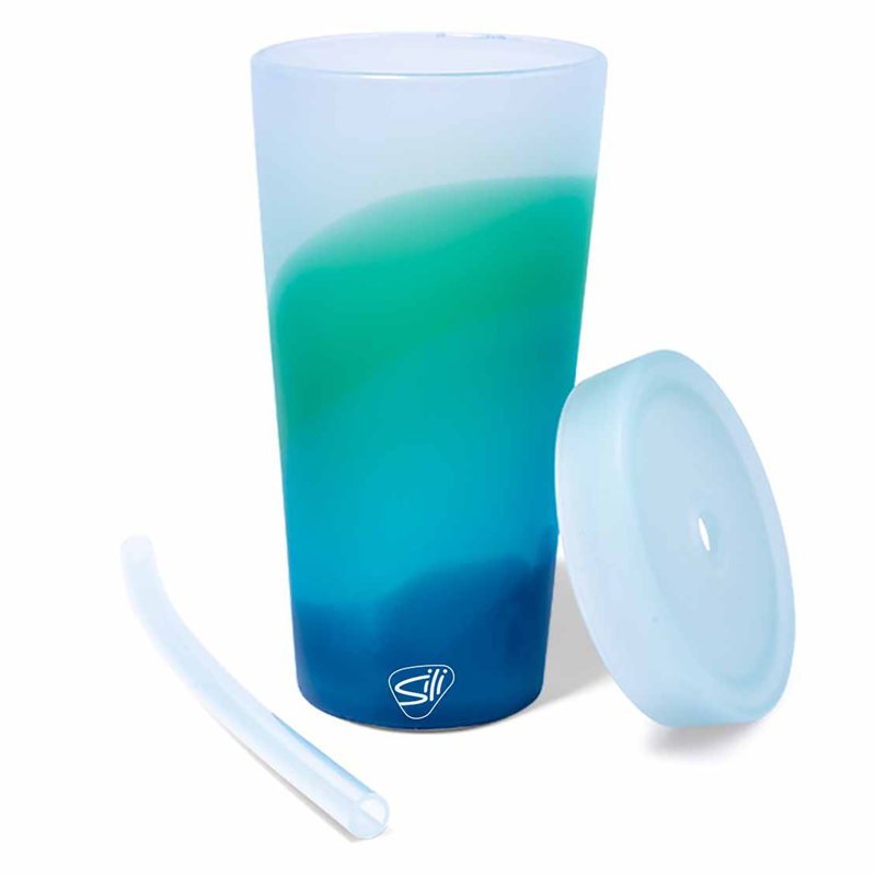 Silipint: Gobelets en silicone pour paille 22 oz: paquet de 2 - Mountain Air et Desert Sun - Coupes incassables