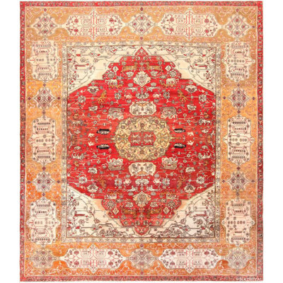 Tapis indien antique à motif animalier