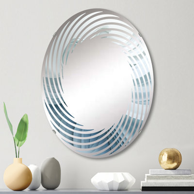 Blanc et bleu zen Zephyr Spiral - Miroir mural en spirale MIR106242 O