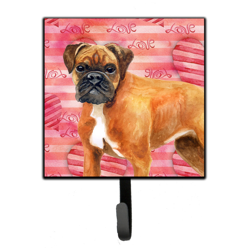 Organisateur de clés murales avec crochets clés chihuahua love Saadet, Rose, noir et gris, Boxer allemand