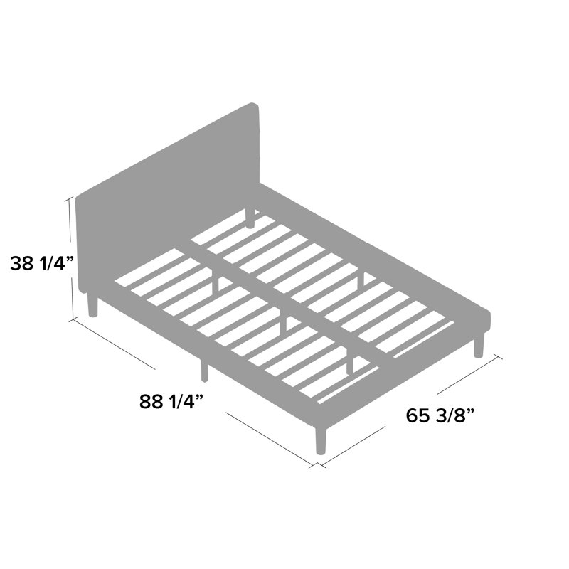 Upholstered Bed, Queen, Gray