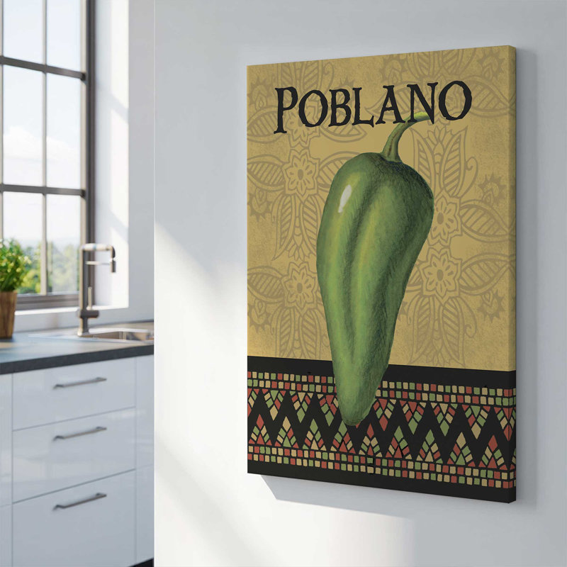 Poblano avec toile de fond or, H 36 po x l 24 po, Toile tendue, Toile tendue