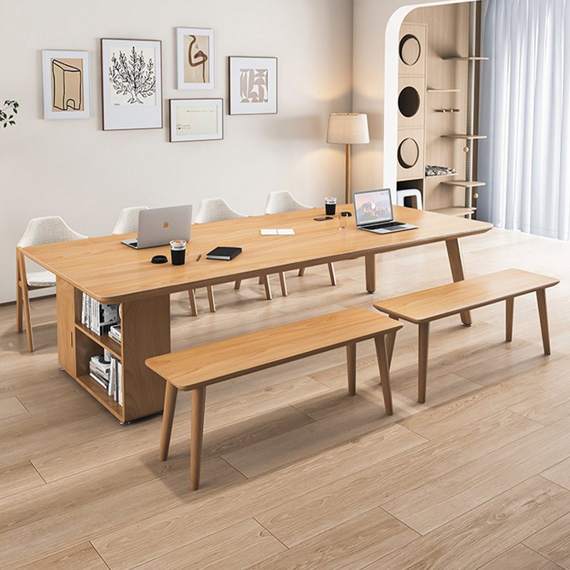 Bureau rectangulaire brun en bois massif, H 29,5 po x l 62,9 po x P 27,5 po