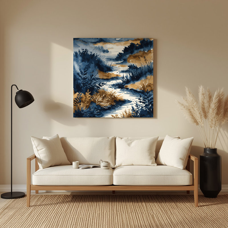 Aquarelle paysage 64, art mural en métal blanc, H 12 po x l 12 po
