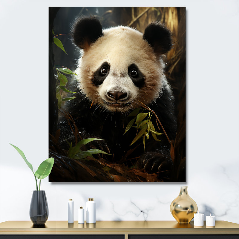 Pandas Play 3 - Panda Animal, art mural, H 40 po x l 30 po x P 1,5 po, Toile tendue
