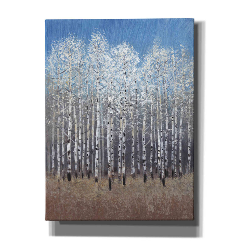 «Cobalt Birches I» par Tim O'toole, art mural sur toile, H 54 po x l 40 po x P 1,5 po