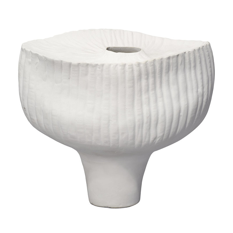 Plunge Ceramic Decorative Vessel, Matte White, White