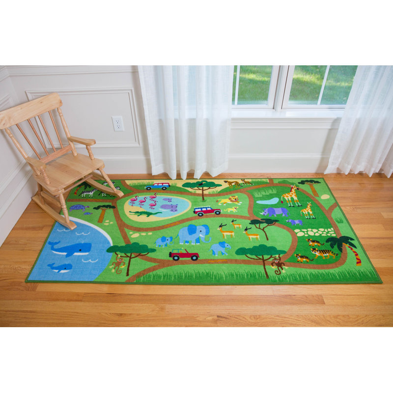 Tapis de jeu éducatif Wildkin - antidérapant, nylon durable, tapis d'apprentissage amusant - Safari