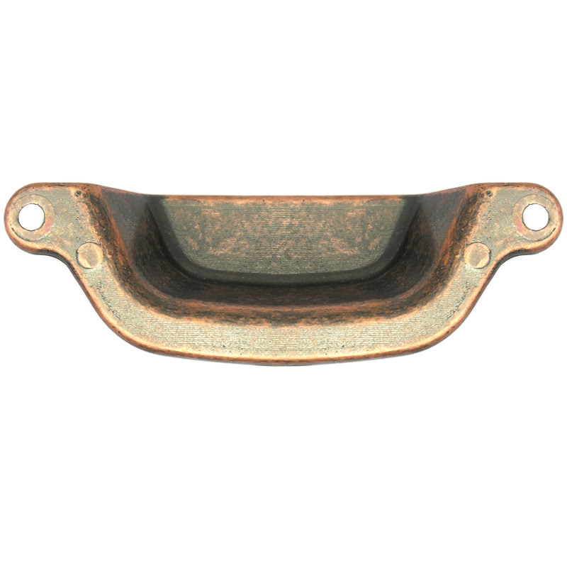 Riverstone Cup / Bin Pull, 3", Antique Copper