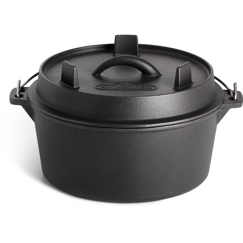 Gril en fonte Napoleon - 56062 - noir, 3,7 litres, avec couvercle, poignées, pour barbecue ou charbon