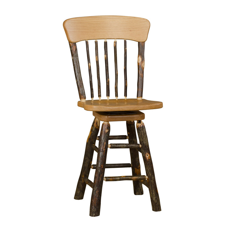 Waloo Swivel Solid Wood Counter Stool