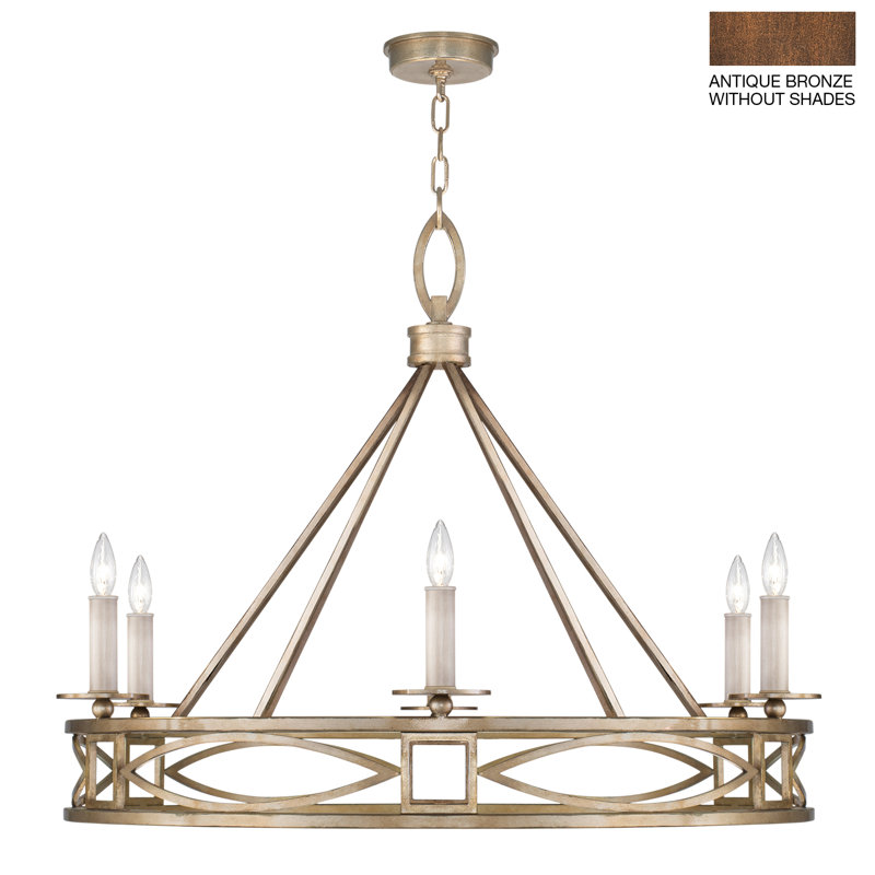Antique Bronze 6-Light Round Candle Chandelier