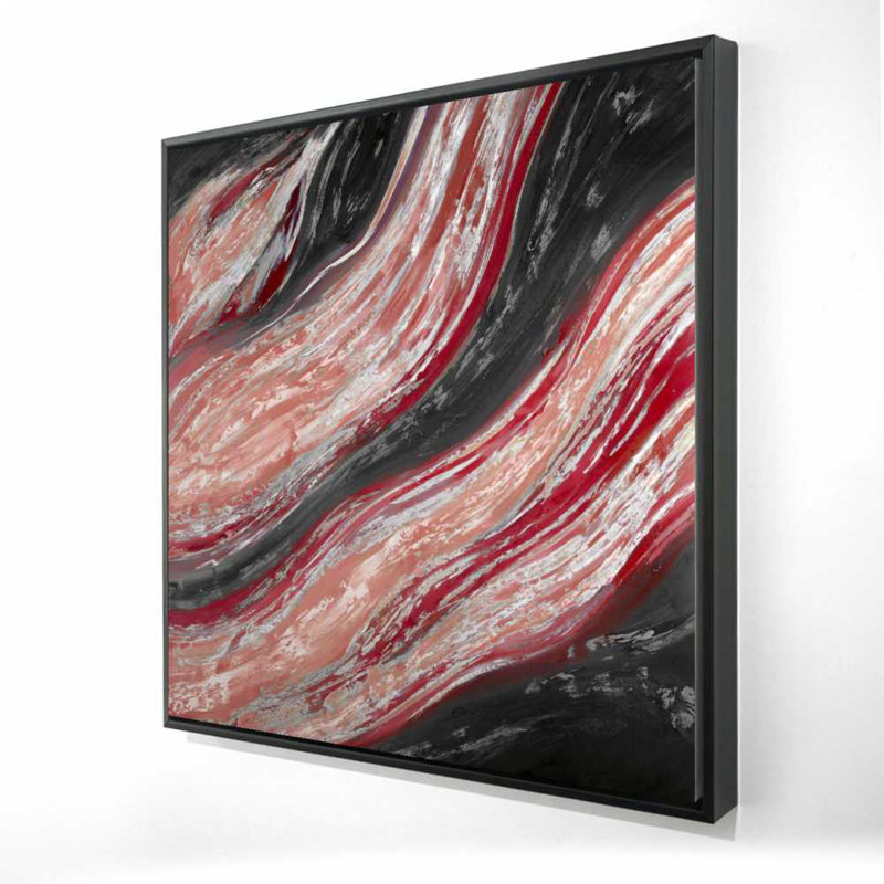 Toile encadrée «Red Wave» - décor de salon contemporain rouge