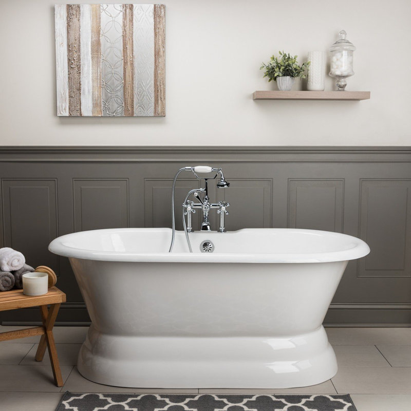 Laurent x 30'' Soaking Cast Iron Bathtub, 24" H x 66" L x 30" W