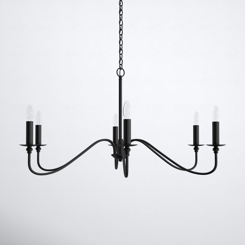 Ableton Iron 6-Light Chandelier, Matte Black, 25" H x 48" W x 48" D