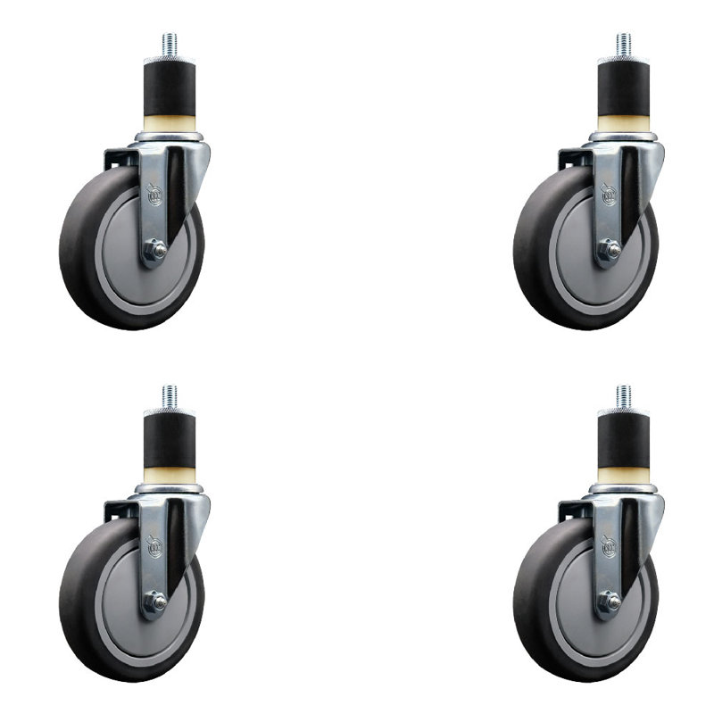 Ensemble de roulettes extensibles en caoutchouc de 5 po en caoutchouc thermoplastique de 1-7 / 8 po SS SCC