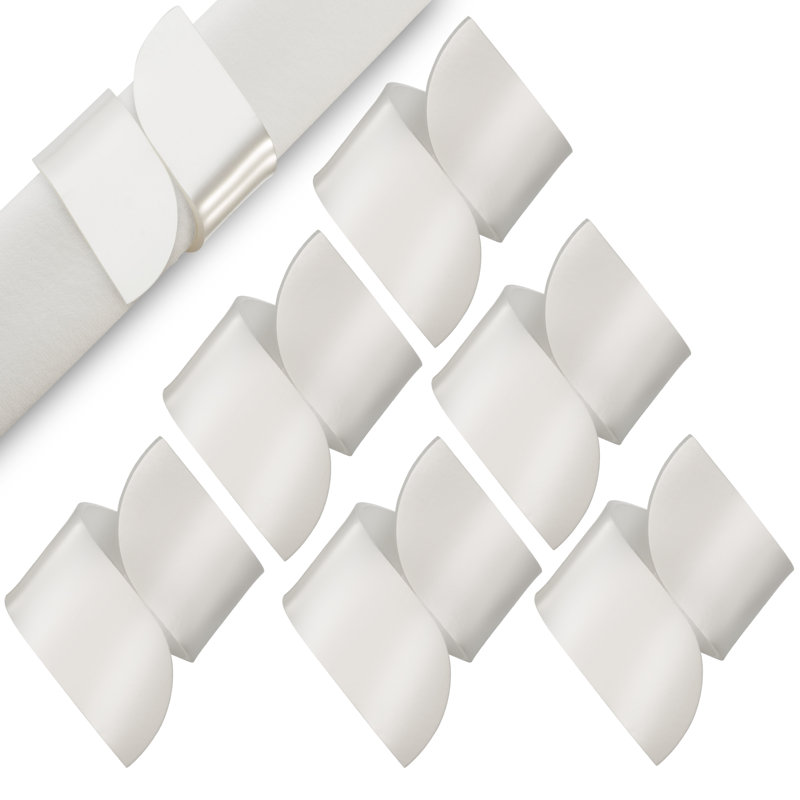 Rond de serviette perle | Anneaux de serviette élégants Twist | Blanc | 6 pièces