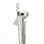 Robinet de baignoire sur pied VIBRANTBATH avec douchette intégrée et effet cascade, fini nickel brossé, poignée unique et douchette à main.-73110346