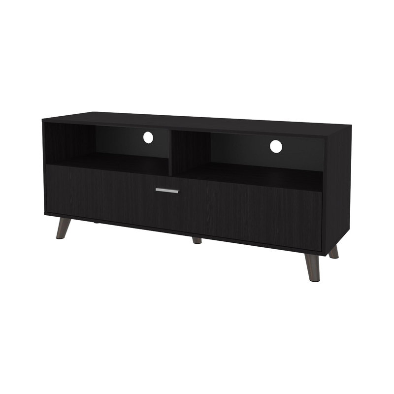 Meuble télé avec rangement ouvert et 1 porte Wengue