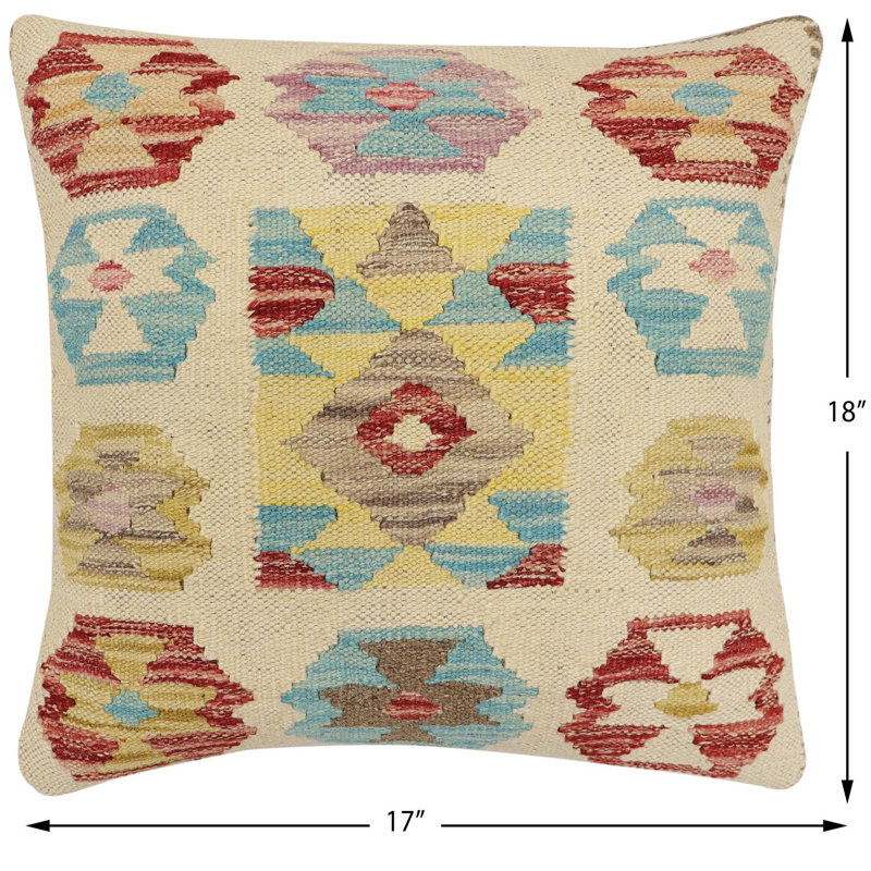 Oreiller rustique en kilim tissé à la main Caballer - 17 po x 18 po Rustic, H 17 po x l 18 po