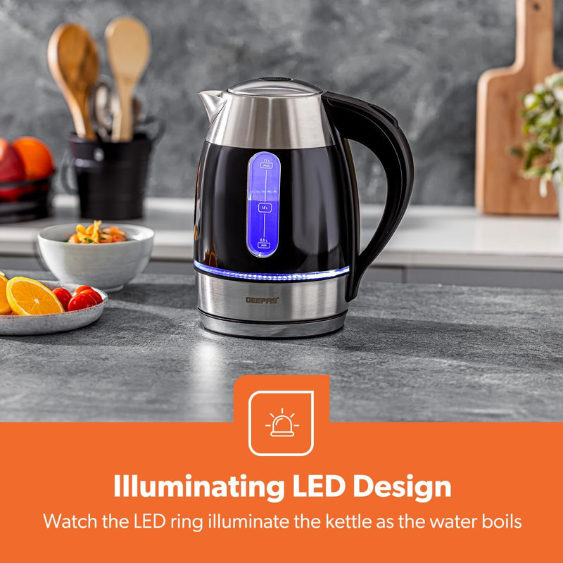 GEEPAS 1.7L Illuminating Electric Kettle 2 Slice Bread Toaster & 9L Dual Zone Air Fryer Kitchen Combo Set | 2200W Rapid Boil Cordless Jug Kettle | 900W Toaster | 9L XL Capacity, Oil Free Fryer