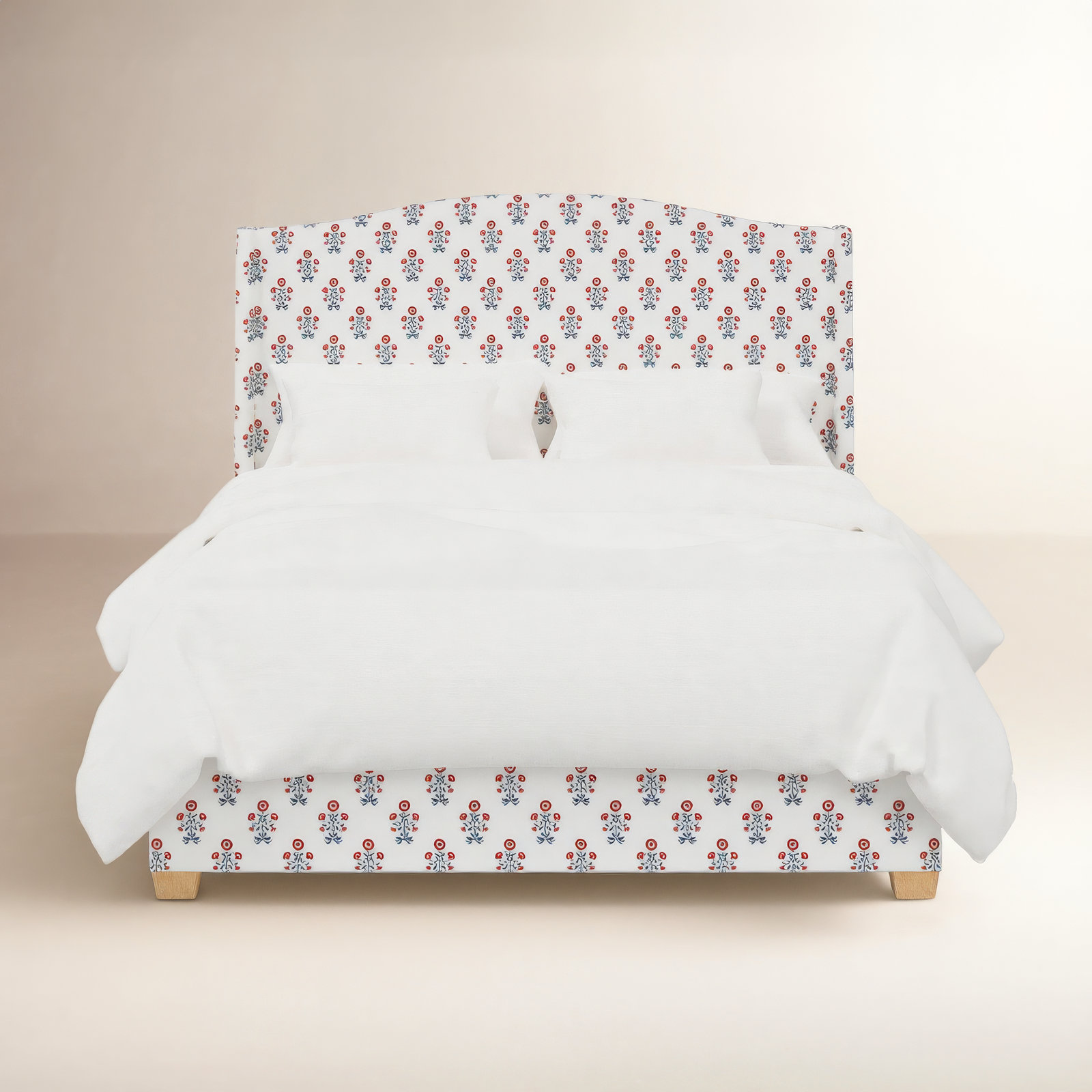 Allis Wingback Bed, Full, Cappy Floral Red