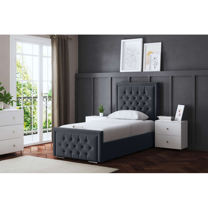 Allegra Upholstered Ottoman Bed with Headboard, Single (3'), Grey