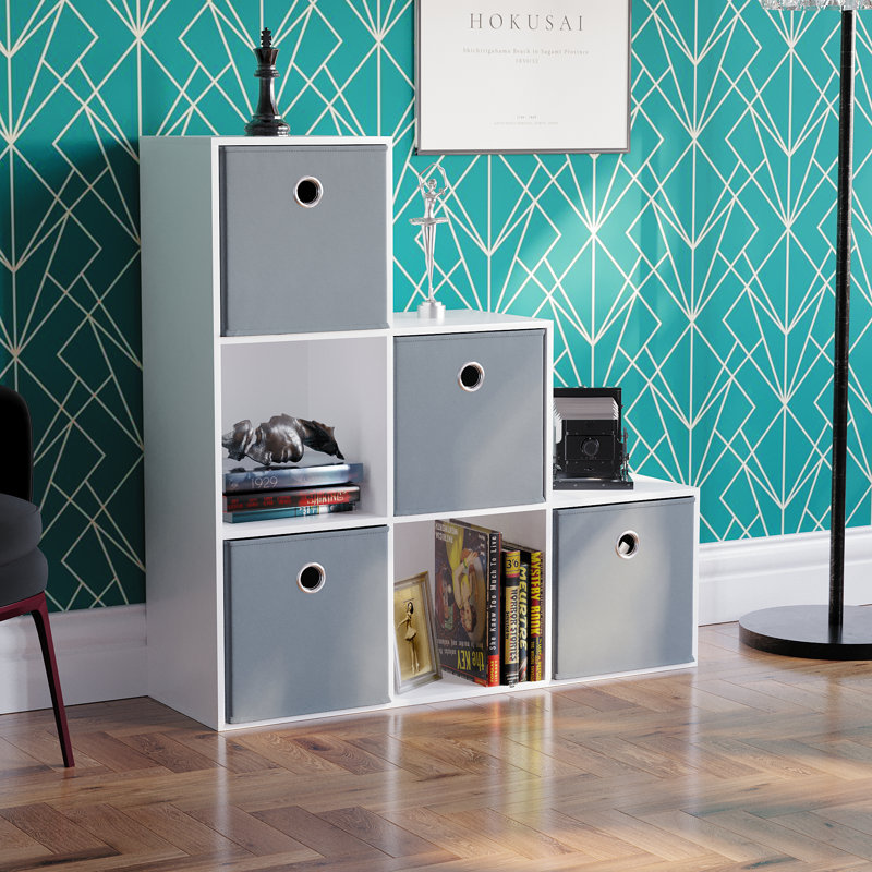 Herchel 96.5cm H x 96.5cm W Cube Bookcase, Grey, White