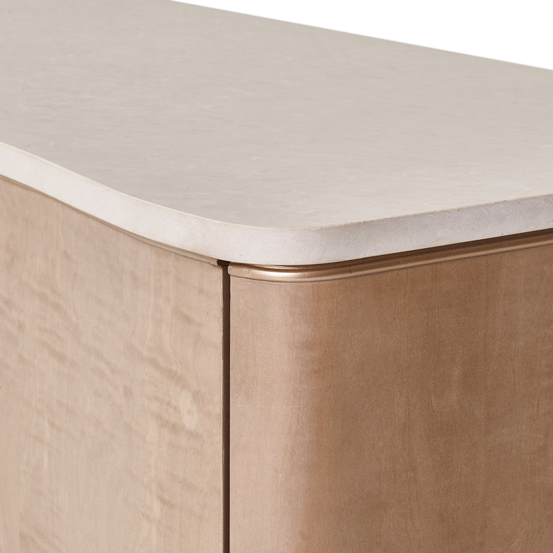 Blush and White Maple Veneer TV Console with Cabinet