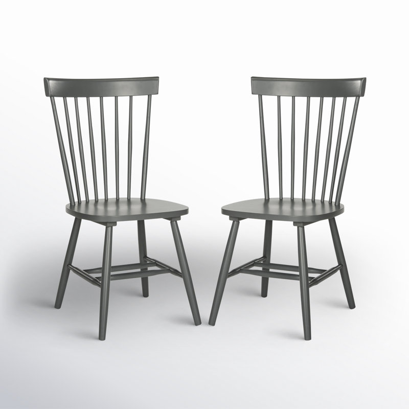 Matanna Solid Wood Windsor Back Side Chair, Charcoal Gray