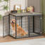 Meuble de 47 po avec 3 portes pour chiens de grande taille et de taille moyenne, gris-1234824713