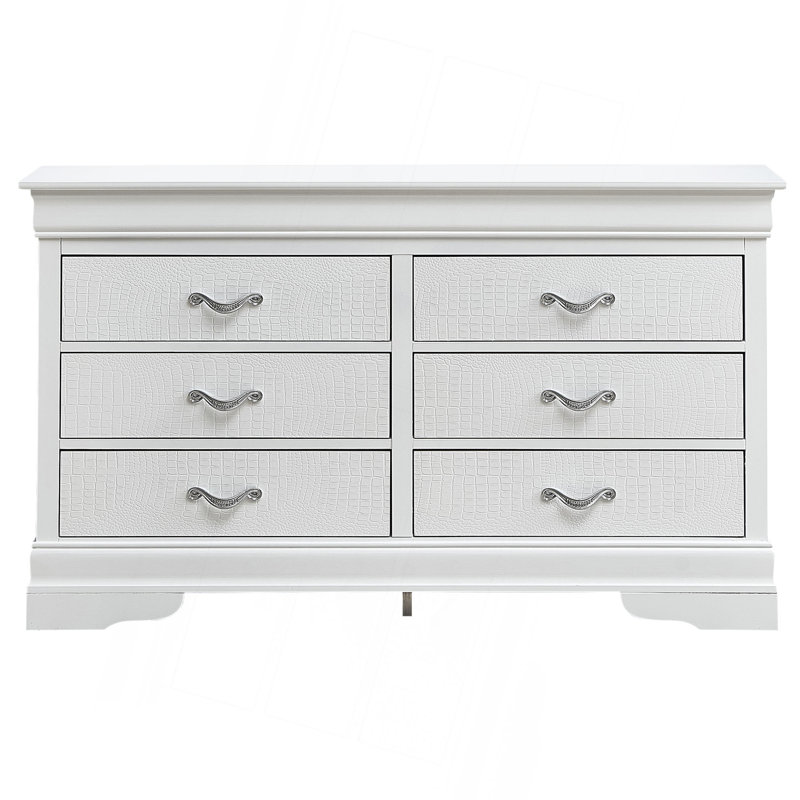 6-Drawer Vertical Dresser With Textured Front & Decorative Handles