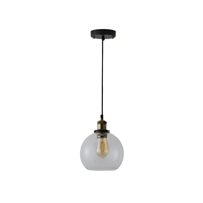 Cavallaro 1 - Light Antique Brass Effect/Black Single Pendant, Yes