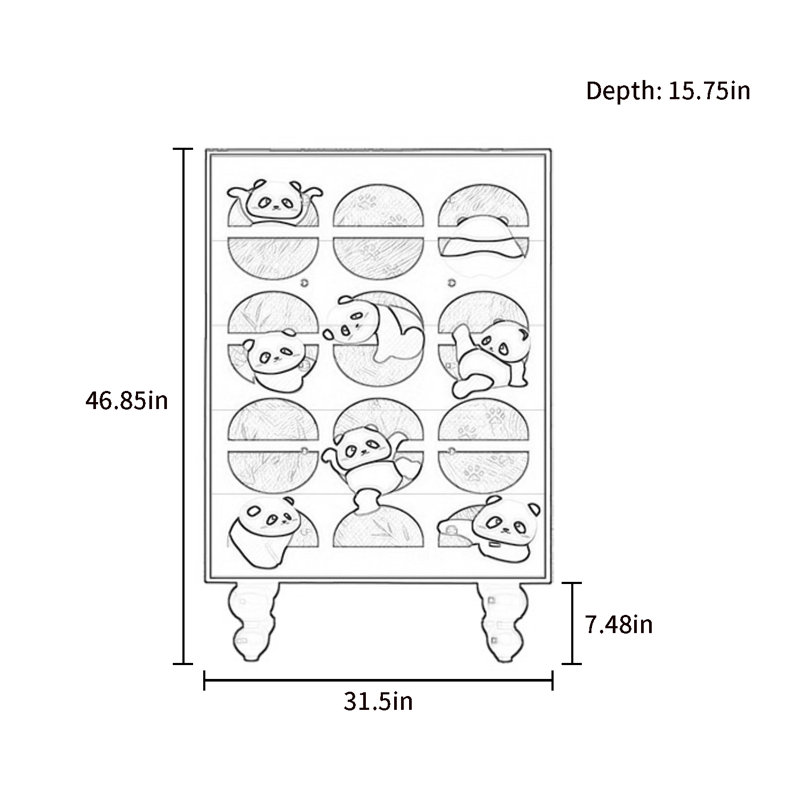Commode de rangement en bois à cinq tiroirs