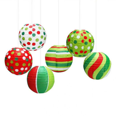 6 Pack Christmas Paper Lanterns Party Hanging Decorations