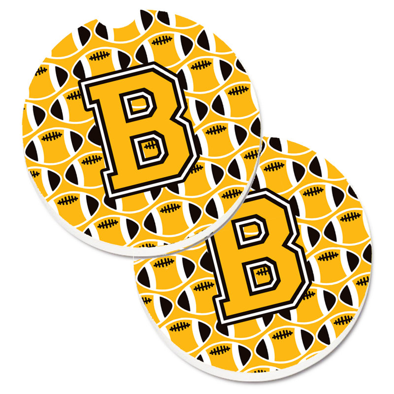 Ceramic Round 2 Piece Car Coaster Set, B, Black/White