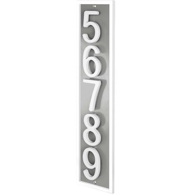 Plaque d'adresse flottante en aluminium Royal Shade, Blanc, Gris, Oui