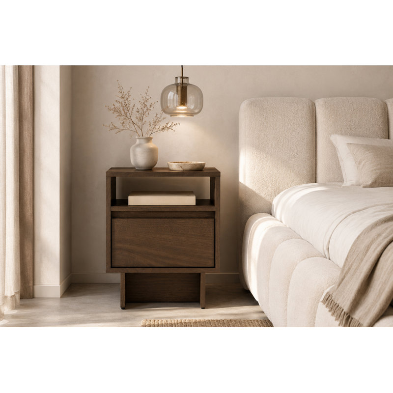 40 cm W Laminate Bedside Table, Elegant Oak