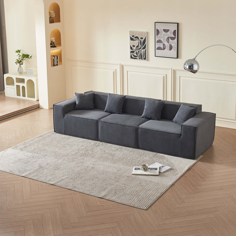 Modular L-Shaped Sectional Sofa with Reversible Chaise, Deep Seat Cushions, Gray