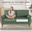 Canapé 71 pouces en velours côtelé 2 places avec structure en bois massif, coussin de siège à ressorts et deux coussins décoratifs - vert-745357162