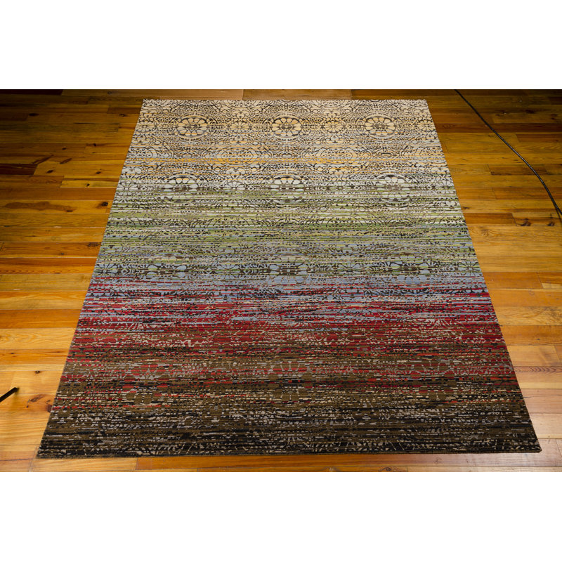 Tapis bleu / vert / rouge Denoila, Rectangle 8 pi 6 po x 11 pi 6 po