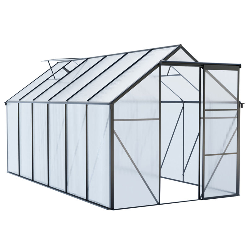 Base surélevée en polycarbonate de 6 pi x 12 pi et serres robustes en aluminium pour ancrage pour cour arrière en toute saison