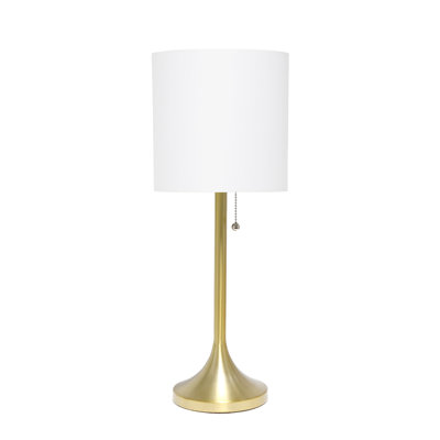 Everlly Modern Tapered Table Lamp, Gold. Snow White Shade, 21.25"H