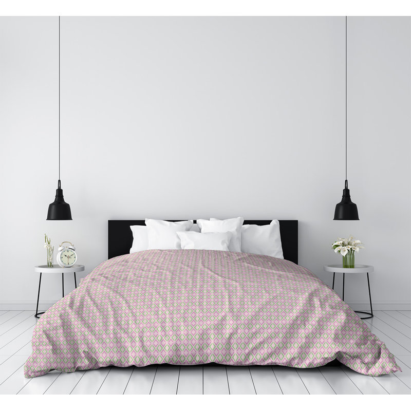 Housse de couette Katelyn Elizabeth, Housse de couette pour lit simple, Microfibre, Rose clair / vert clair